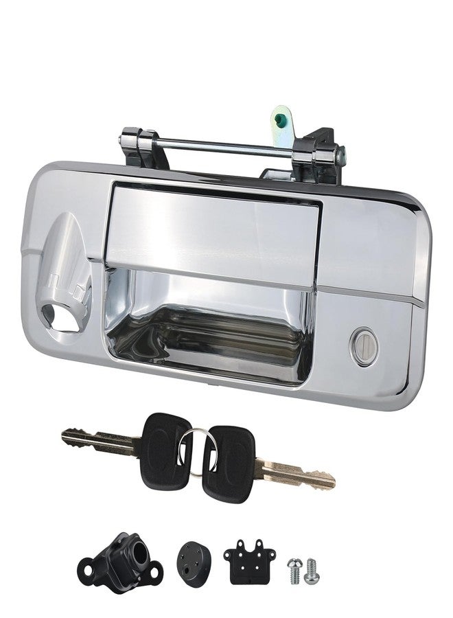 omoZone Chrome Tailgate Handle with Rear Camera Hole Liftgate Latch Handle with Key Lock Cylinder fit for 2007-2013 Toyota Tundra Replaces 69090-0C051 690900C051 81214 - Image 1